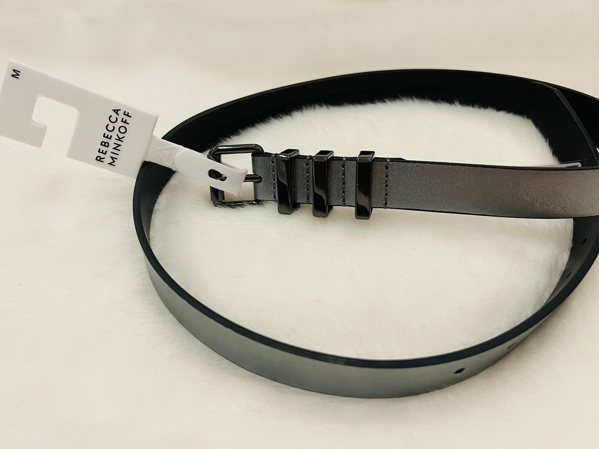 New! REBECCA MINKOFF Suzy Leather Belt - Gunmetal. Size M New! REBECCA MINKOFF Suzy Leather Belt - Gunmetal. Size M | eBay main image 4