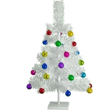 24'' White Christmas Feather Tinsel Tree Tabletop Holiday Tree