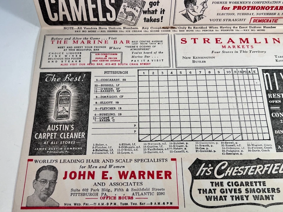 🔥 1943 Pittsburgh Pirates Baseball Program vs Giants HIGH GRADE!🔥 Hubbell, Ott - Image 3 of 4