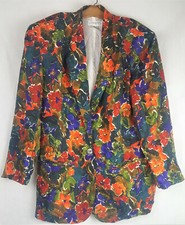 Vintage Express Compagnie Internationale Silk Blazer Jacket Floral Size S/10