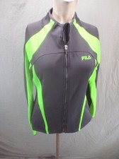FILA Size M Womens Black Full Zip Stand Collar Pocket Slim Warm Track Jacket 535
