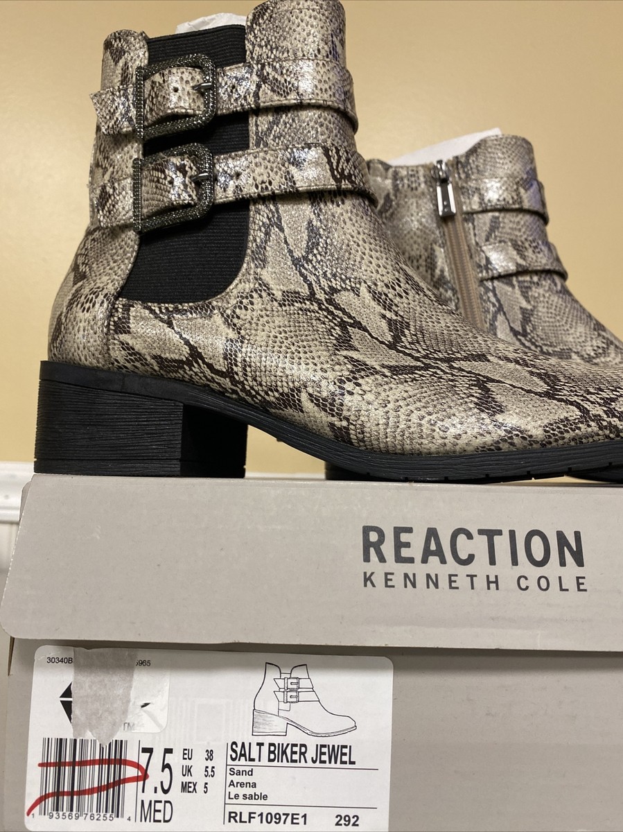 KENNETH COLE Reaction Women's Salt Biker Jewel Snake Skin Booties