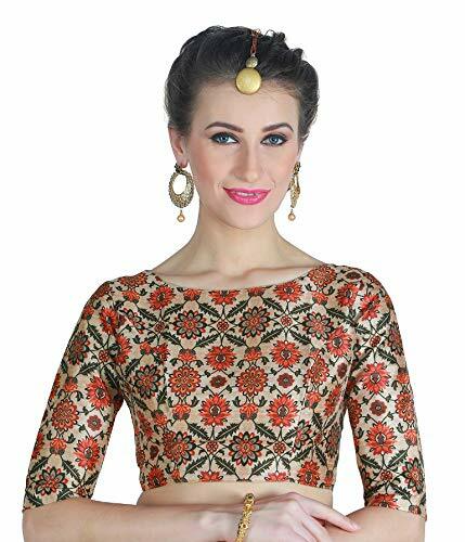 New Women's Polyester Digital Printed Elbow Length Sleeve Readymade Blouse - Picture 4 of 7