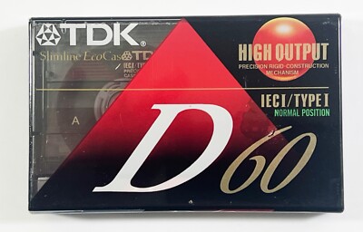 1 TDK D60 Slimline EcoCase High Output Type I Blank Cassette New!