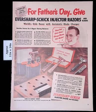1949 Eversharp-Schick Injector Razor and Blades for Father's Day Print Ad 45616