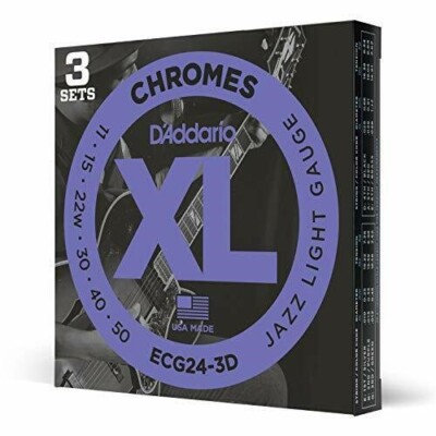 D'Addario Guitar Strings 3 Sets Chromes Flat wound ElectricJazz Light 11-50