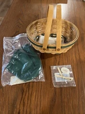 Longaberger 2004 Green Gumdrop Tree-Trimming Basket, Tie-On, and Protector New