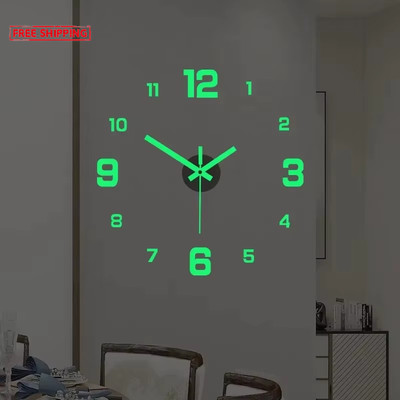 3D Luminous Wall Clock Frameless Acrylic DIY Digital Clock Wall Stickers Mute Cl