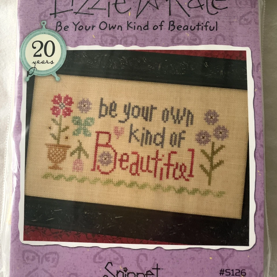 Lizzie Kate Be Your Own Kind Of Beautiful Cross Stitch Pattern Floss Fabric Nip - Image 2 of 4