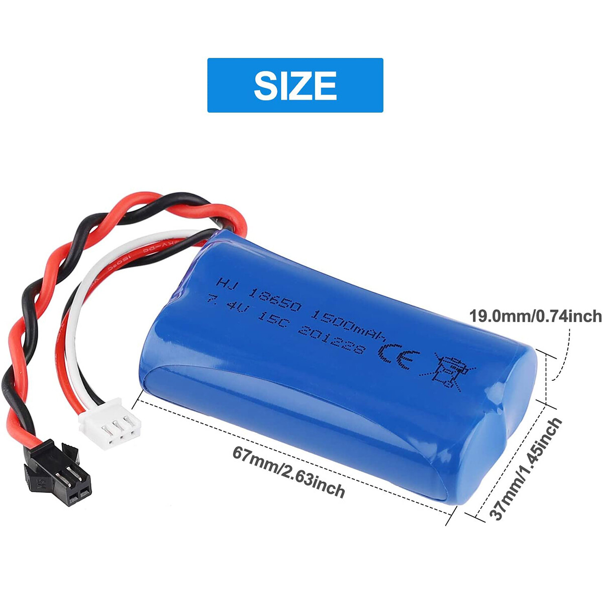 Batterie Lipo 7,4 V 1500 MAh 15C – Compatible Voiture RC, Bateau, Drone, Avec Câble De Charge