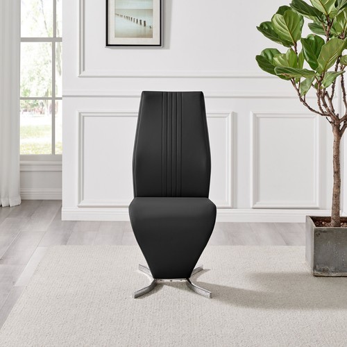 (x2) WILLOW 'Z' Faux Leather Silver Chrome Black/White/Grey/Yellow Dining Chairs - Picture 11 of 36