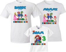Customized Birthday boy Super Mario Bday Family Funny Cute matching T-Shirts