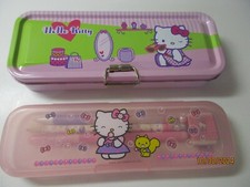 Sanrio Hello Kitty Pencil Box/Case W/ Pencils Etc  Make Up Case W/ Notepad 2007