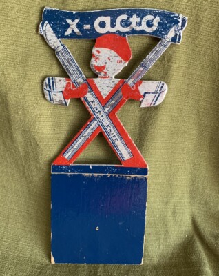 Vintage X-ACTO Messer Klinge Werbung Maskottchen Werbung Figur Laden Display.