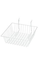 Lot of 6 Slatwall & Wire Grid Baskets White 12" x 12" x 4" Grid Gridwall