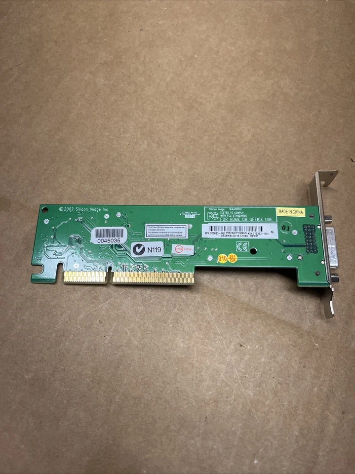 325833-001 Silicon Image DVI SiL164 AGP Graphics Card With Low Bracket 8M206 - Image 3 of 4
