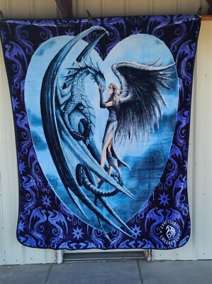 ANNE STOKES FAIRY DRAGON SILVERBACK GOTHIC FANTASY QUEEN SIZE BLANKET