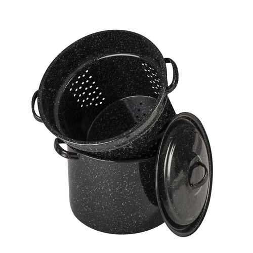 Columbian Home Granite Ware Ceramic Over Steel Blancher 7.5 qt. Black - Total 