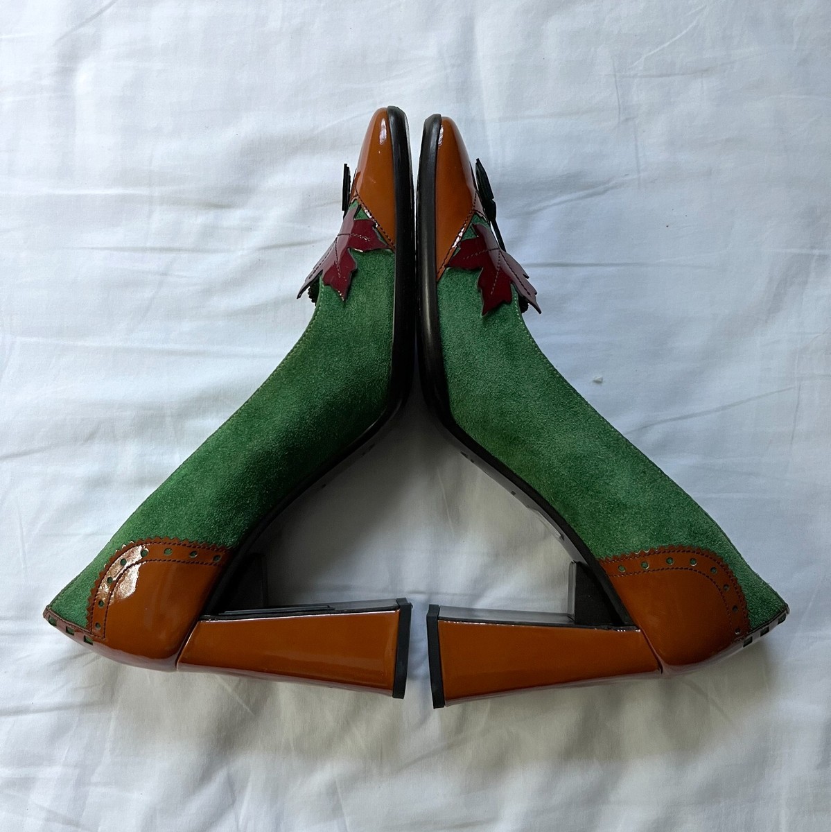 Vintage Prada Acorn & Oak Leaf Suede Heels 37 | eBay