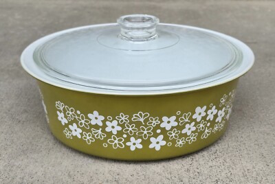 Vintage Pyrex #664 Big Bertha 4Qt Spring Blossom Crazy Daisy Casserole Dish