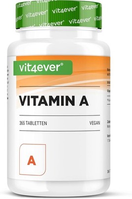 Vitamin A 10000 I.E. 365 vegane Tabletten - Retinylacetat, hochdosiert