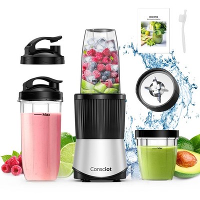 Consciot CB08 11-Piece Blender for Kitchen and 11 Piece Set, Black
