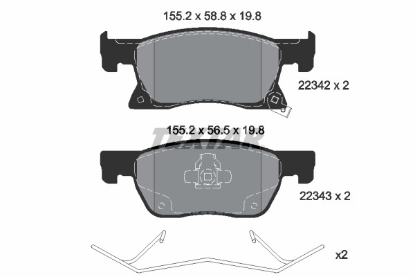 Kit plaquettes de frein à disque Textar 2234201 Chevrolet 13478300 avant