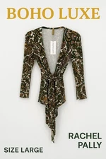 Boho Luxe Rachel Pally Rollo Wrap Top Eden Paisley Print NWT Size L $160 MSRP