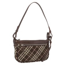 BURBERRY Nova Check Blue Label Shoulder Bag 2way Brown Silver Auth ARZ297A