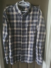 Banana Republic Men's Blue White Plaid Long Sleeve Button-Down Shirt Size L