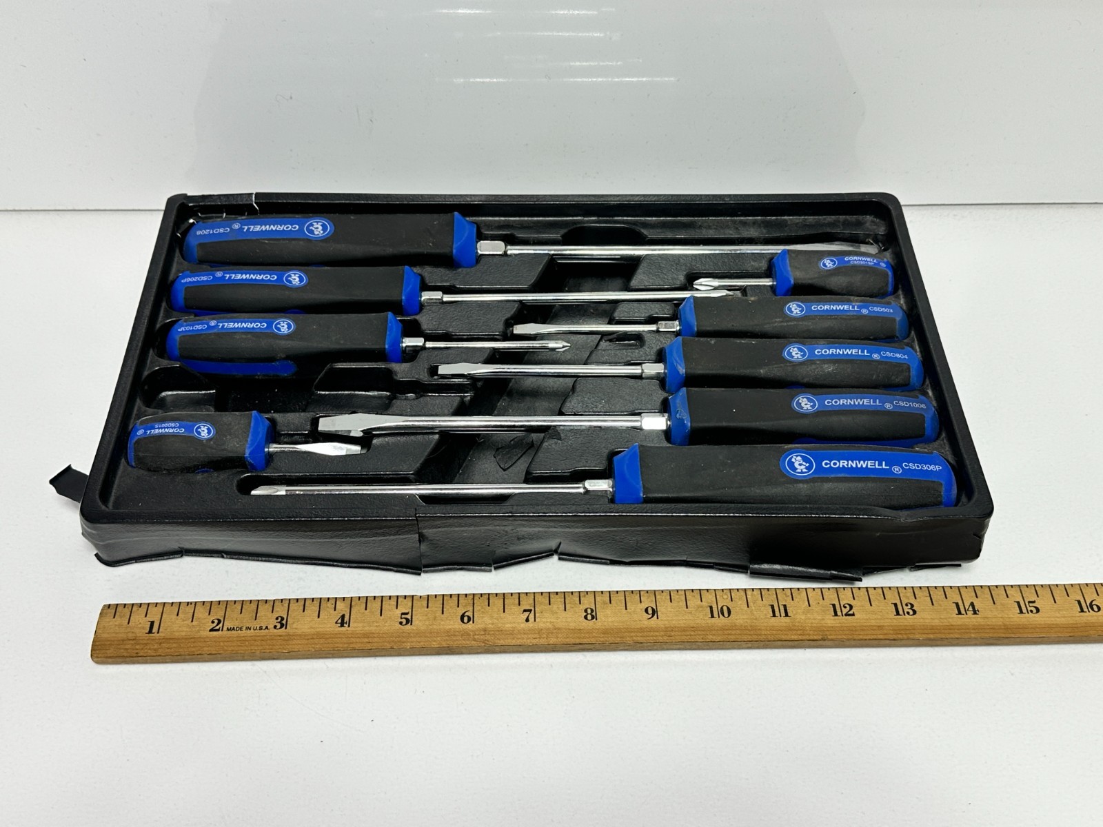 Cornwell Tools 9pc Blue Soft SQUARE Grip Screwdriver Phillips & Flathead Set