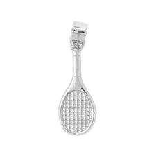 Rhodium Plated 925 Sterling Silver 20MM Tennis Racket Charm