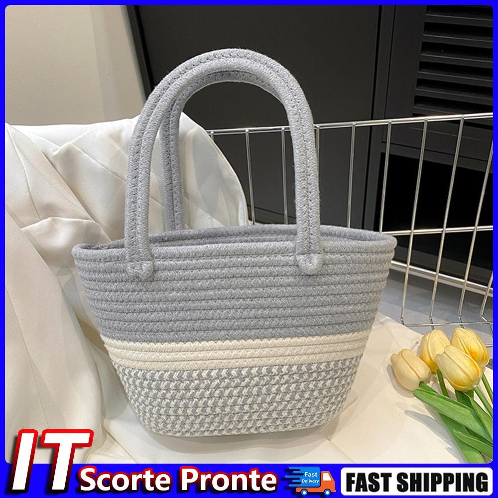 SAOLA LONGSHENGDA Borse da spiaggia estive in filo di cotone borse tessute a mano moda