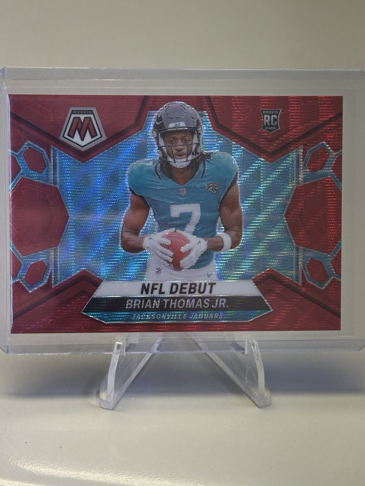 2024 Panini Mosaic Brian Thomas Jr Red Wave PRIZM RC NFL Debut #4/9 Case Hit SSP