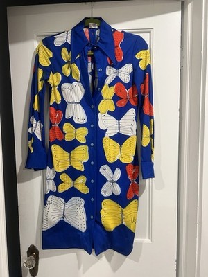 Vintage 60s Vera Neumann Butterfly Dress Blouse Women's Size 8