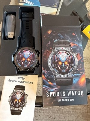 KC80 Smartwatch Full Touch Touchscreen 48 mm Android iOS Silikonarmband schwarz