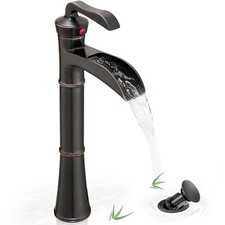Tall Vessel Sink Faucet, Oil Rubbed Bronze Bathroom Faucet Waterfall Bathroom...