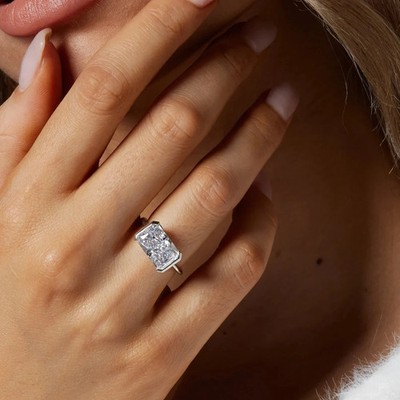 Strahlender Diamant Ring 3 Karat IGI Lab Grown E F VVS 14k Gelbgold authentif...