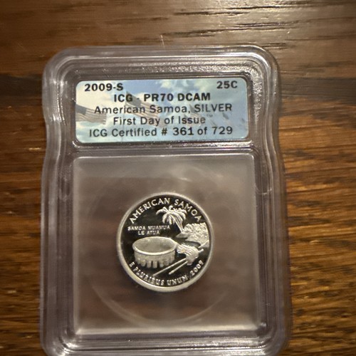 2009-S American Samoa Silver Quarter PR70 DCAM 1st Day Issue