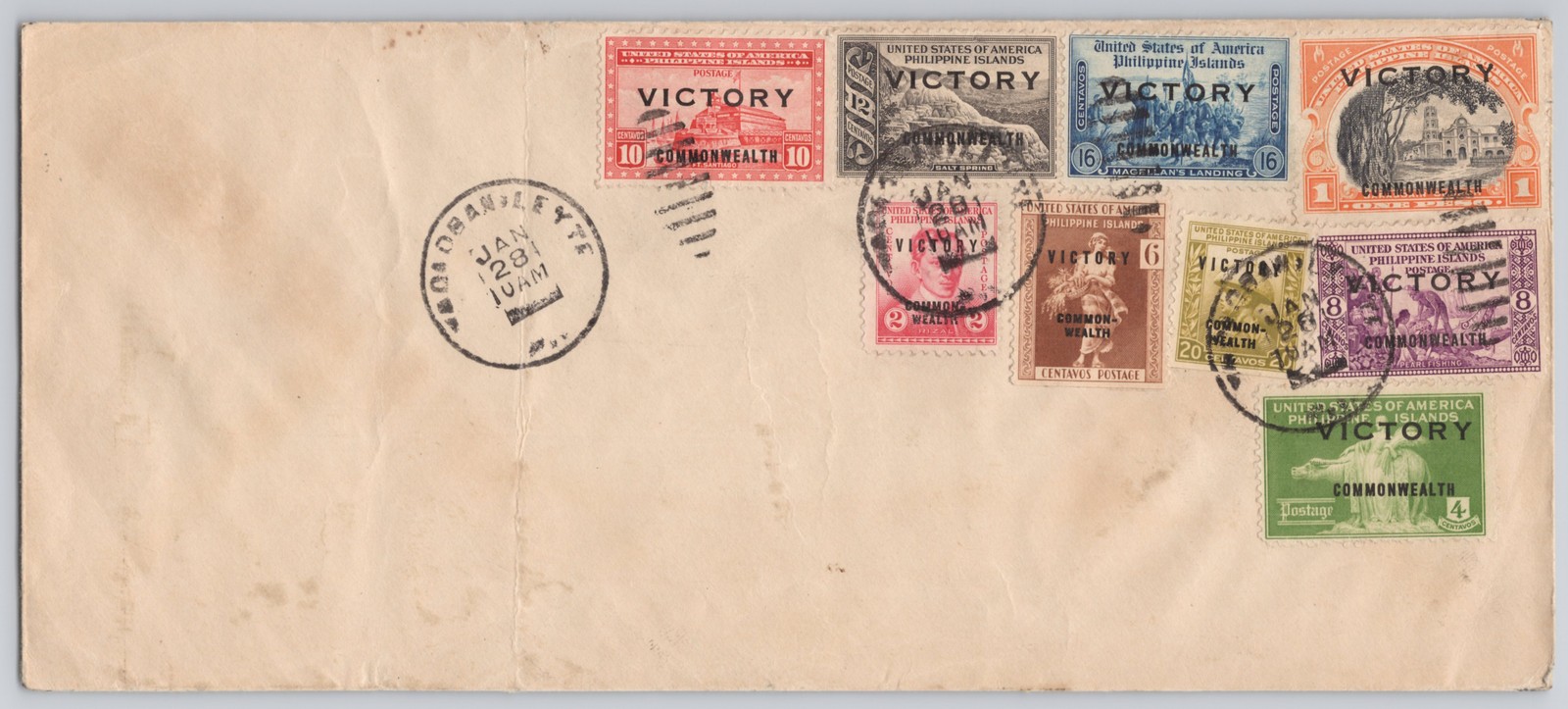 Philippine Islands, Victory Commonwealth Overprinted Stamps on Cover (WWII)