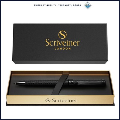 Luxury All Black Ballpoint Pen with Ergonomic Grip and Refillable Ink Cartridge