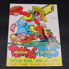 1961 Dallas Texans vs Buffalo Bills Official Program AFL 11/12/61 ZJ21041