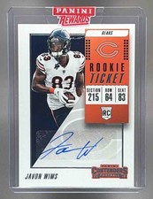 2018 Panini Contenders Javon Wims #318 Auto RC Rookie Ticket Bears