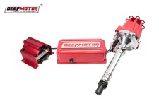 Deepmotor Billet Red Distributor Coil Ignition Kit for SBC BBC Chevy 350 454 Pro