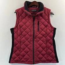 Andrew Marc Vest Womens M Red Quilted Puffer Sleeveless Zip Up Stretch Designer