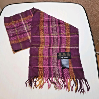 Barbour Schal lila kariert mit Fransen