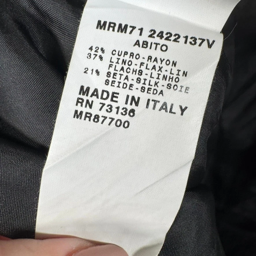 Marina Rinaldi Cruise Halter Dress Size 28 Plus Italian Silk Flax Blk Minimalist - Image 4 of 4