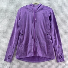 Alo Sweater Womens L Purple Hoodie Full Front Zip Thumbholes Pocket Activewear