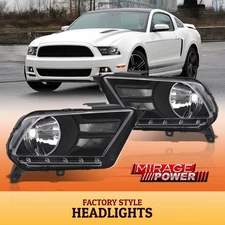 For 10-14 Ford Mustang Black Headlight Clear Signal Headlamps Lights Lamps LH+RH