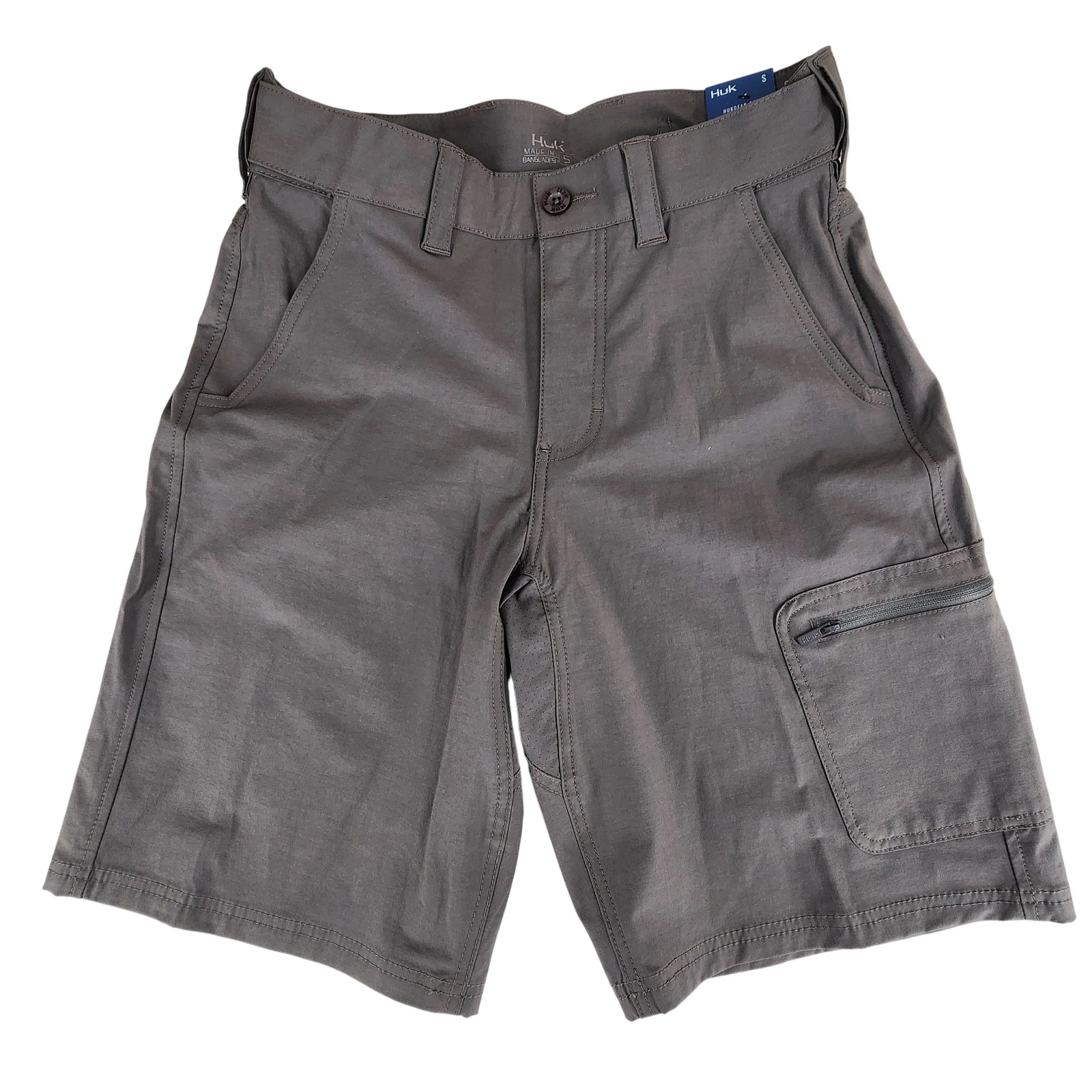 Huk NXTLVL 10.5 Shorts Mens Small Gray Fishing Cargo Stretch Quick Dry H2000171